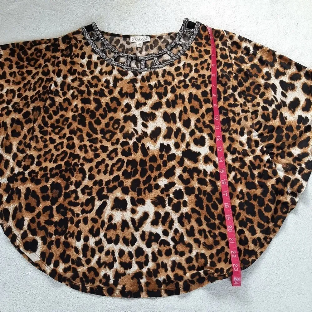 Lavish Animal Print Poncho Tunic Shirt Size M - Picture 4 of 14